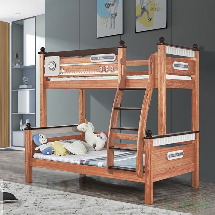 自由城堡家具儿童床系列木蜡油全实木儿童床子母床床垫