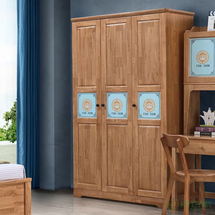 自由城堡家具儿童衣柜系列橡胶木全实木衣柜