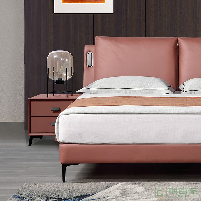 澳亿佳家具床系列高回弹海绵感带应灯高端科技布床头柜双人床