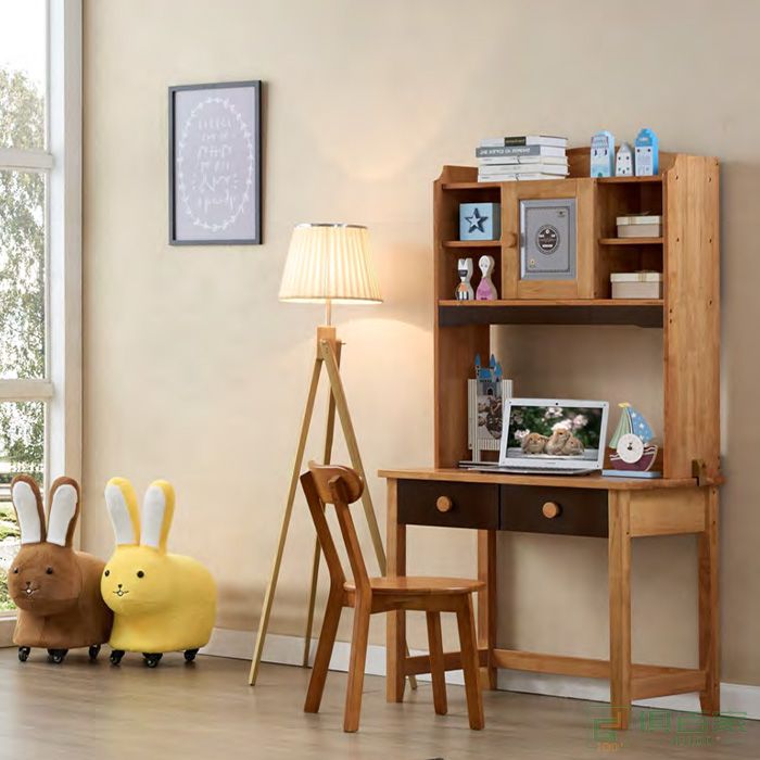 爱丽松家具儿童书桌椅系列轻奢简约全实木儿童书桌椅书架组合