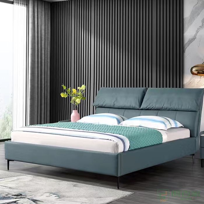 澳亿佳家具床系列高回弹海绵高端科技布床头柜双人床