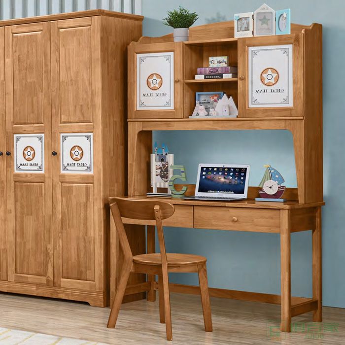 爱丽松家具儿童书桌椅系列轻奢简约全实木儿童书桌椅书架组合