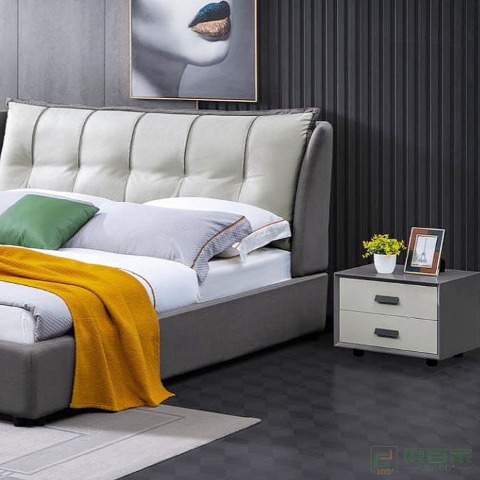 知慕家具床系列科技布双人床床头柜床垫