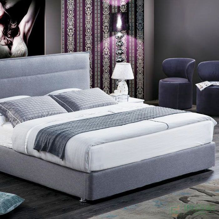 知慕家具床系列棉麻布双人床床头柜床垫
