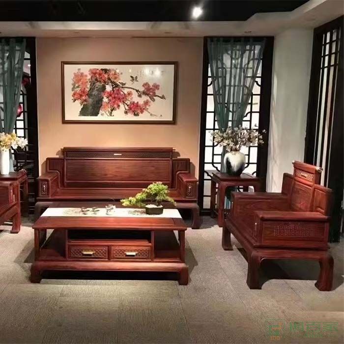 源润家具新中式红木茶几沙发组合刺猬紫檀木古典轻奢红木