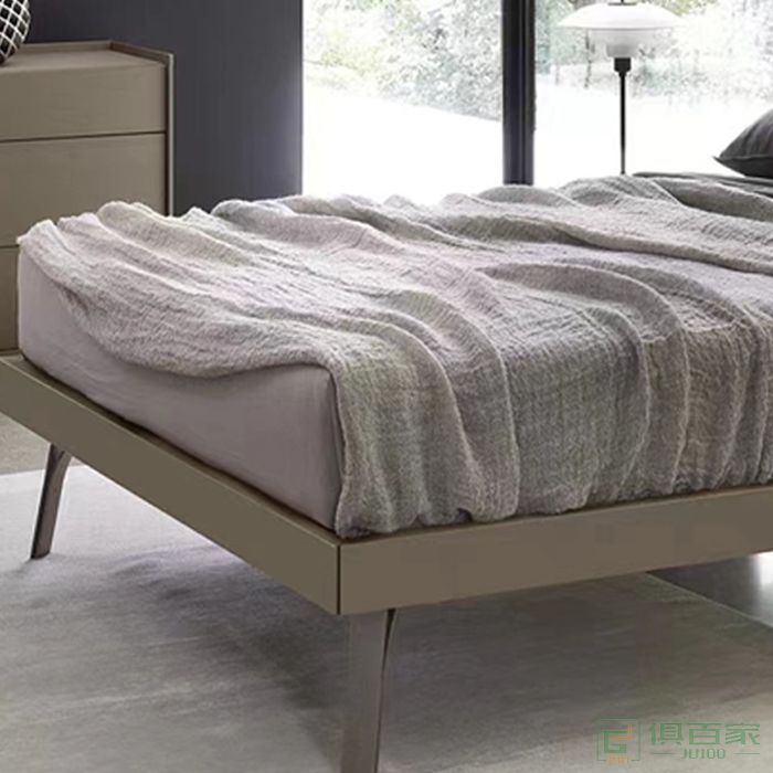 叶叶家具床系列高端磨砂布面料全实木框架 床
