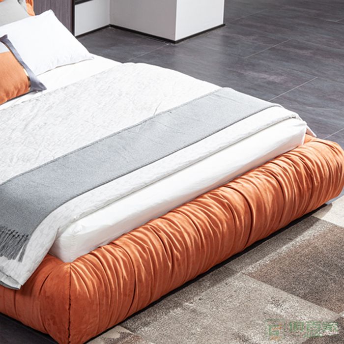 叶叶家具床系列进口磨砂科技布面料全实木框架床