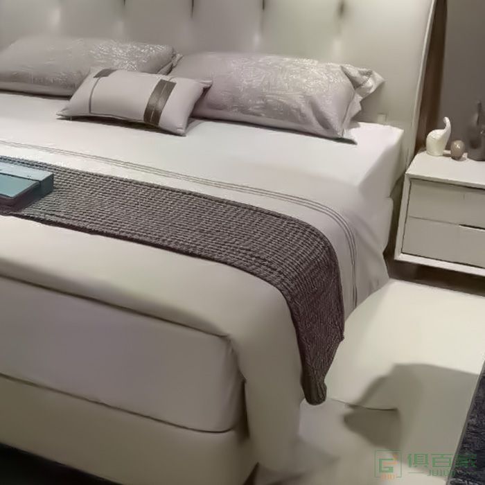 叶叶家具床系列科技布简约轻奢床垫床头柜组合