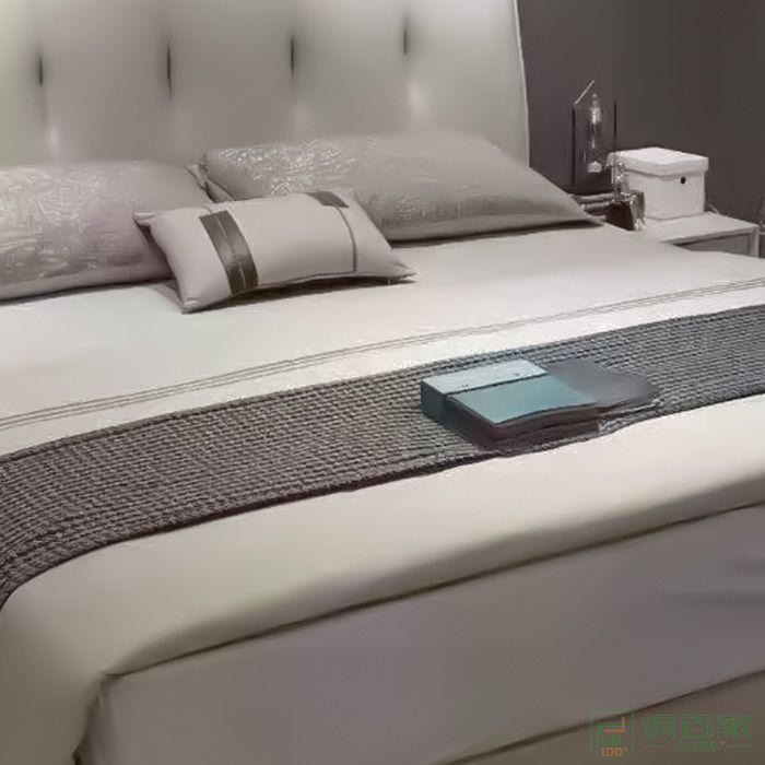 叶叶家具床系列科技布简约轻奢床垫床头柜组合