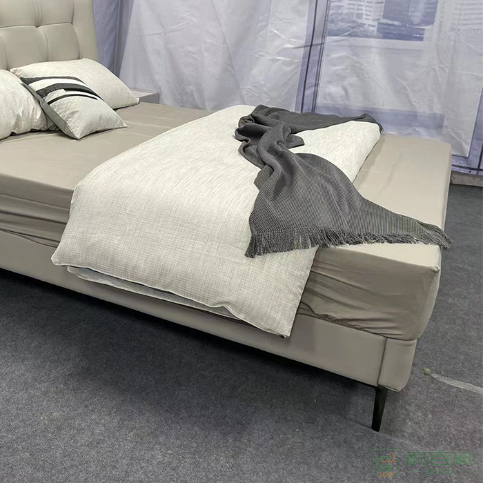 杰士派休闲现代床系列猫抓布床