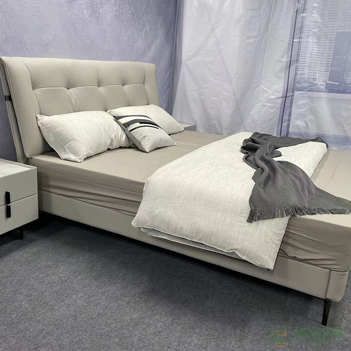 杰士派休闲现代床系列猫抓布床