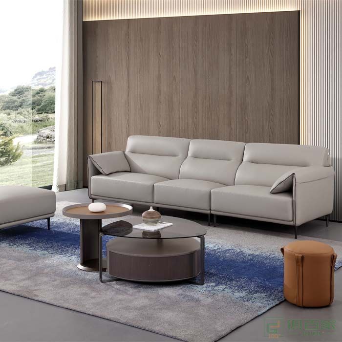 博蕊斯家具卡朵系列沙发组合头层牛皮沙发轻奢现代住宅沙发