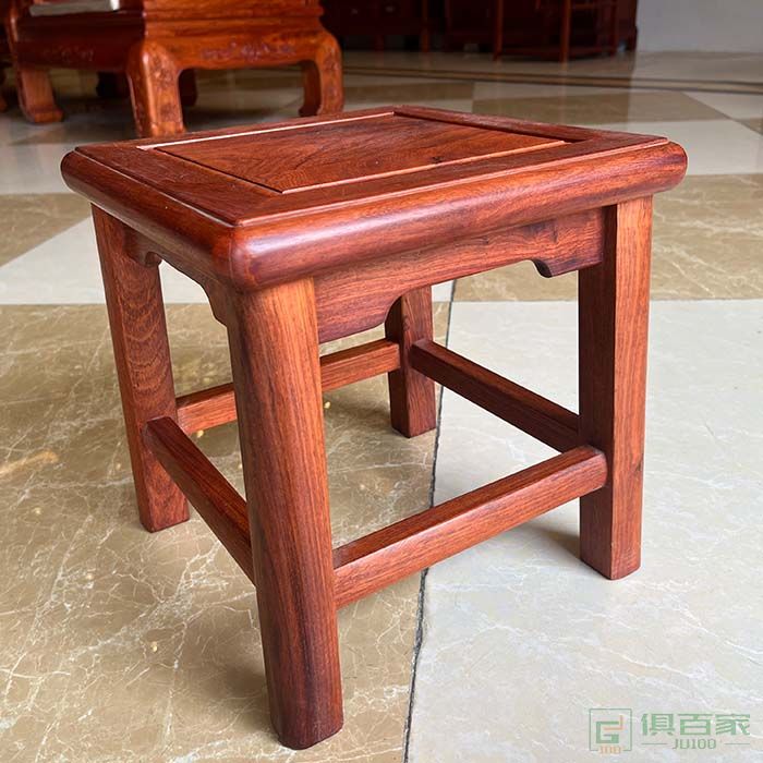 洪耀堂家具红木桌台系列大果紫檀木富贵小方凳