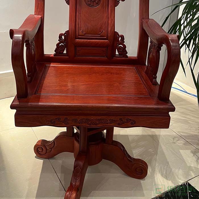 洪耀堂家具红木桌台系列大果紫檀木转椅