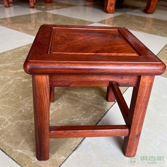 洪耀堂家具红木桌台系列大果紫檀木富贵小方凳
