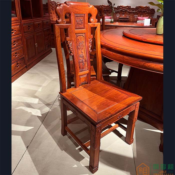 洪耀堂家具红木桌台系列大果紫檀木如意餐椅