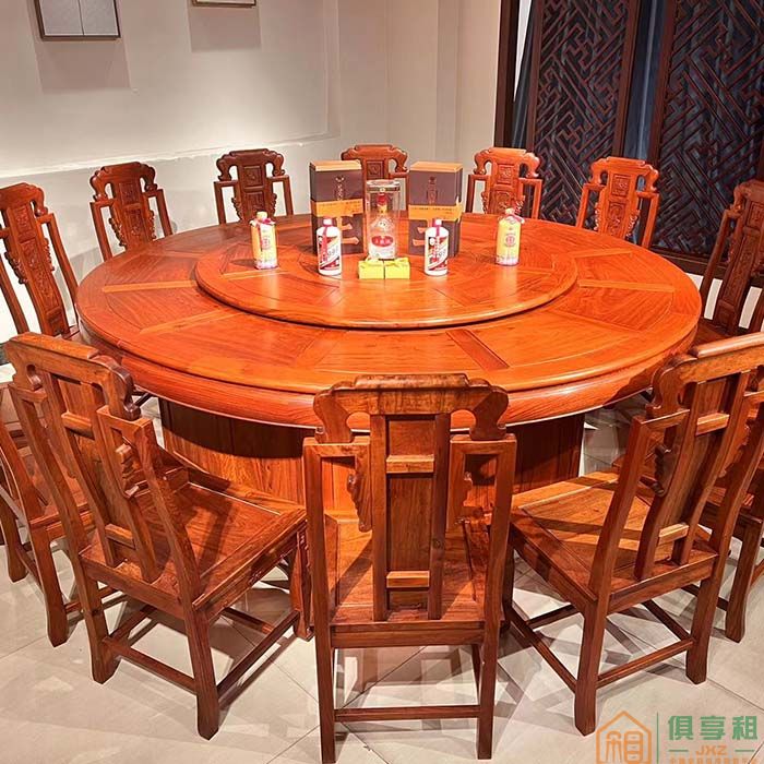 洪耀堂家具红木桌台系列大果紫檀木2.2米圆台