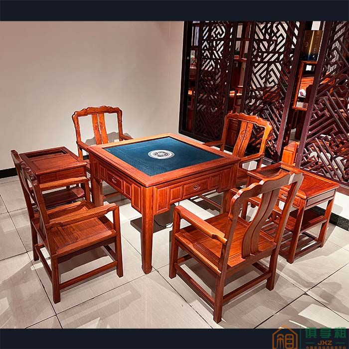 洪耀堂家具红木桌台系列大果紫檀木麻将台