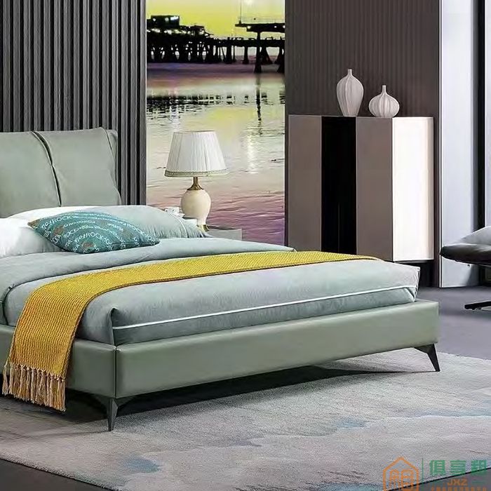 伊罗妮斯家具床系列头层黄牛皮床头柜双人床