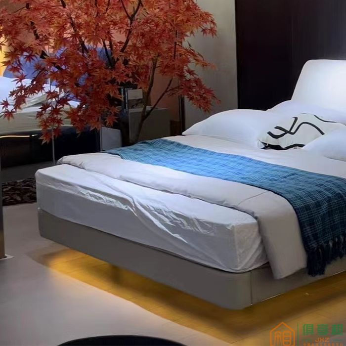 伊罗妮斯家具床系列头层黄牛皮床头柜悬浮双人床