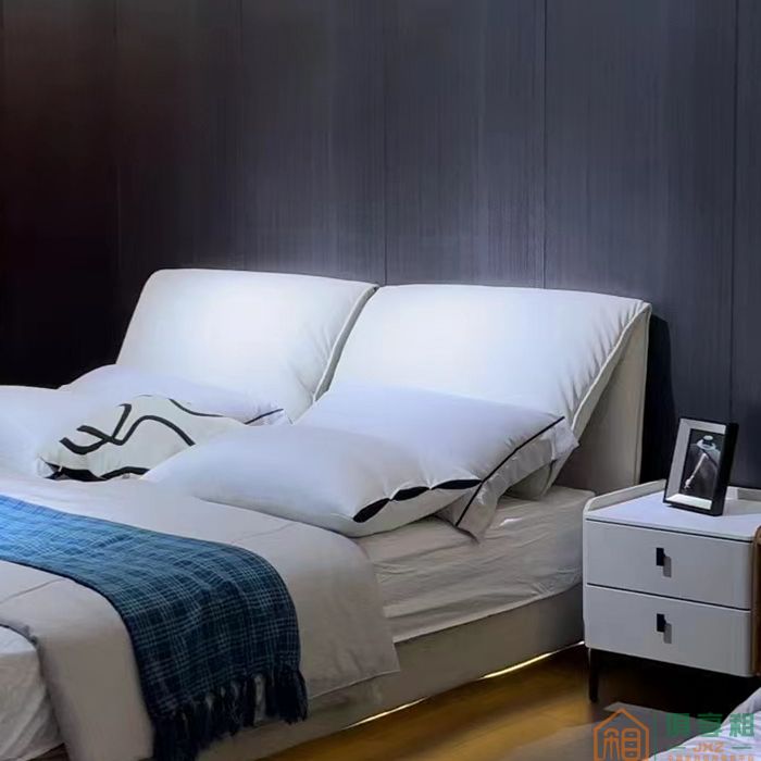 伊罗妮斯家具床系列头层黄牛皮床头柜悬浮双人床