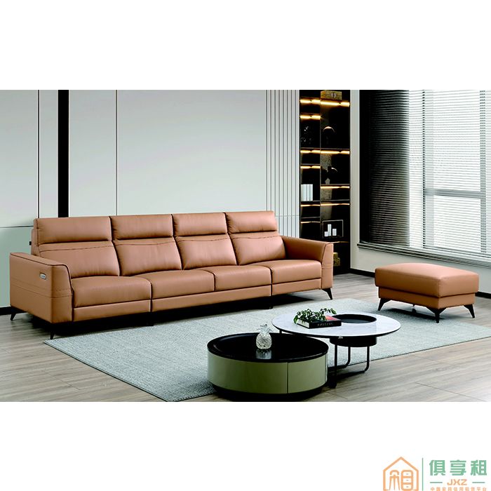 伊罗妮斯家具住宅沙发系列头层黄牛皮极简轻奢功能直排沙发