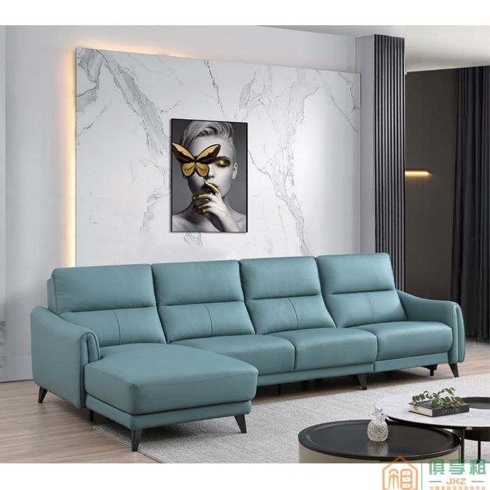 伊罗妮斯家具住宅沙发系列头层黄牛皮极简轻奢功能转角沙发