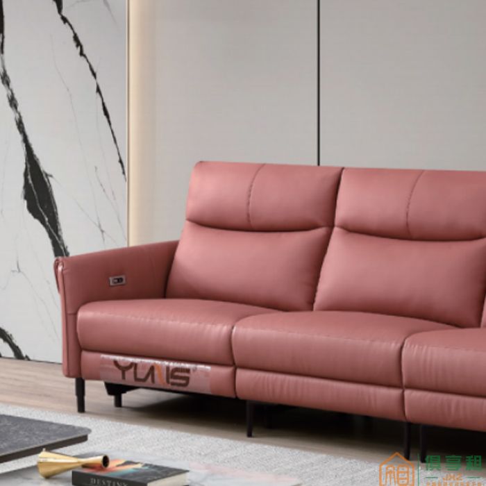伊罗妮斯家具住宅沙发系列头层黄牛皮极简轻奢功能直排沙发